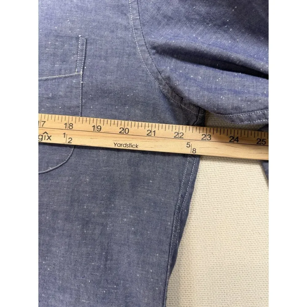 J.Crew Men s Blue Denim Shirt Large Slim Fit Long Sleeves Button Up‎ 100% Cotton